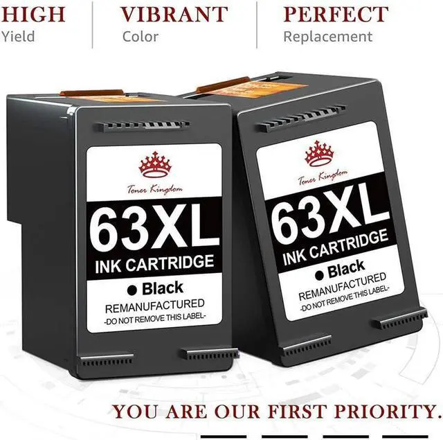 Alt view image 5 of 5 - 2x 63XL Black Ink Cartridge for Officejet 3830 4650 5258 5255 5252 5260 5212