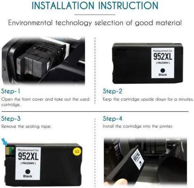 Alt view image 5 of 5 - Compatible 952 952XL Ink Cartridge 4PK (Black/Cyan/Magenta/Yellow) for Officejet Pro 7740 8210 8216 8218 8710 8714 8715 8716