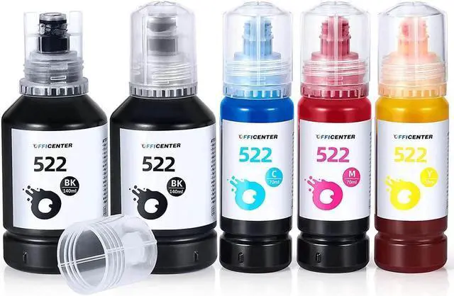 Main image of OFFICENTER T522 522 Ink Refill Bottles for Ecotank ET-2760 ET-4760 ET-2750 ET-2720 ET-3760 ET-2850 ET-15000 ET-2800 ET-4700 ST-4000 ST-2000 ET-3710 ET-5880 ET-3850 ET-3750 ET-2803 Printer (2BK C M Y)