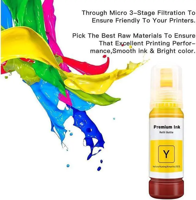 Alt view image 3 of 5 - Printers Jack Compatible 502 T502 Refill Ink Bottles Replacement for EcoTank ET-2750 ET-3750 ET-4750 ET-2760 ET-3760 ET-4760 ET-2700 ET-3700 ET-3710 ET-15000 ST-2000 ST-3000 ST-4000 Printer