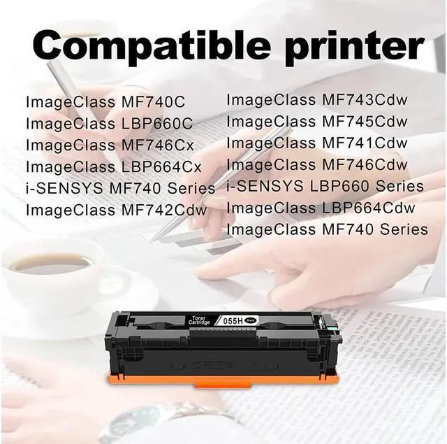 Alt view image 2 of 4 - 4 Pack (1BK+1C+1M+1Y) 055H CRG-055H Toner Cartridge Replacement for ImageClass LBP664Cdw MF745Cdw MF746Cdw MF740C Printer with chip