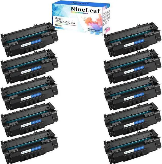 Main image of NineLeaf High Yield Compatible Toner Cartridge Replacement for 49A Q5949A 53A Q7553A to use in Laser Jet P2015 1160 3390 1320tn M2727nfs 1320nw P2015dn M2727nf 3392 P2014 Printer (10 Pack Black)