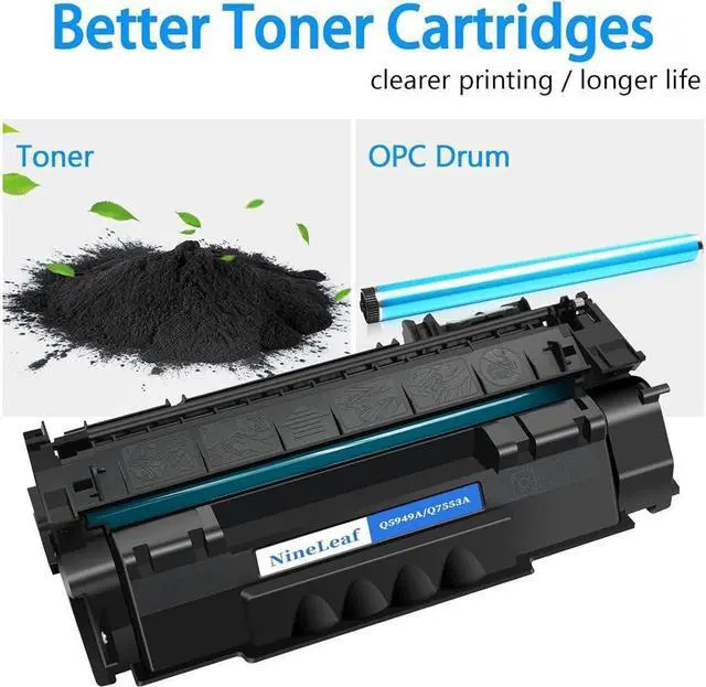 Alt view image 3 of 5 - NineLeaf High Yield Compatible Toner Cartridge Replacement for 49A Q5949A 53A Q7553A to use in Laser Jet P2015 1160 3390 1320tn M2727nfs 1320nw P2015dn M2727nf 3392 P2014 Printer (10 Pack Black)