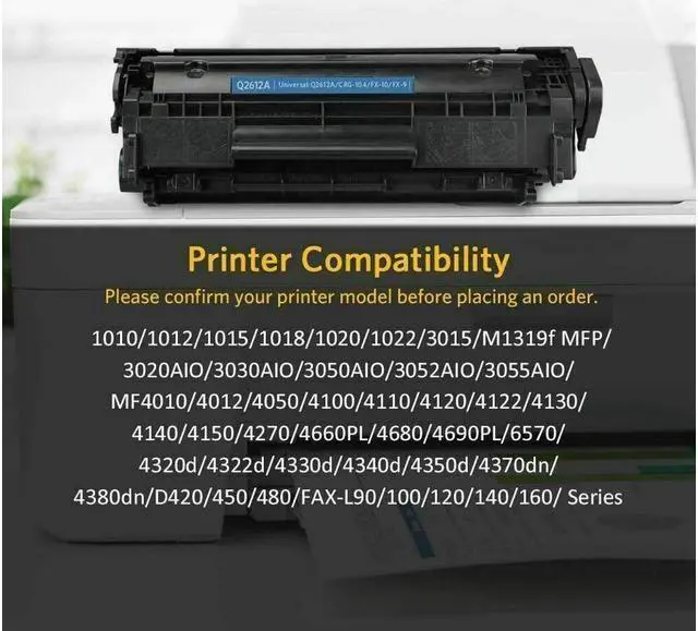 Alt view image 3 of 4 - 4 pk Toner Q2612A 12A LaserJet Black For 1020 1022n 3015 3030 3052 M1005MFP
