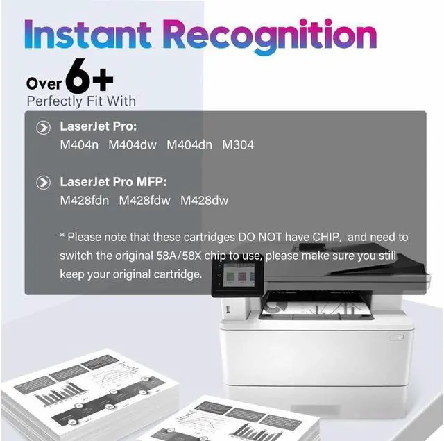 Alt view image 2 of 5 - 4x CF258A 258A 58A Toner Cartridge for LaserJet Pro M404 M404n M404dn No Chip