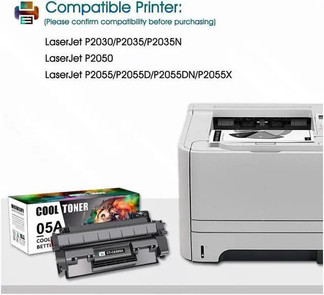 Alt view image 5 of 5 - 2PK Black CE505A Toner Cartridge For 05A LaserJet P2035 P2050 P2035n P2055dn