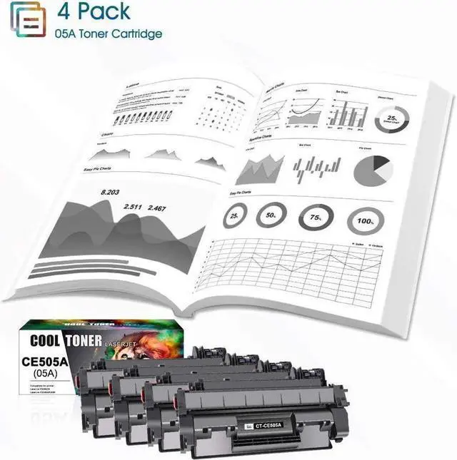 Alt view image 4 of 5 - Cool Toner Compatible Toner Cartridge Replacement for 05A CE505A Toner Cartridge Work with P2035 P2035N P2055DN P2030 P2050 P2055X (Black, 4-Pack)