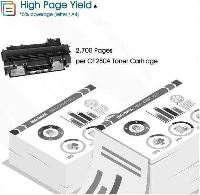 Alt view image 3 of 5 - Cool Toner Compatible Toner Cartridge Replacement for 80A CF280A 80X CF280X Laserjet Pro 400 M401n MFP M425dn M401dne M401dn M401dw M425dw Laserjet Pro 400 Toner M401 M425 Printer(Black, 4-Pack)