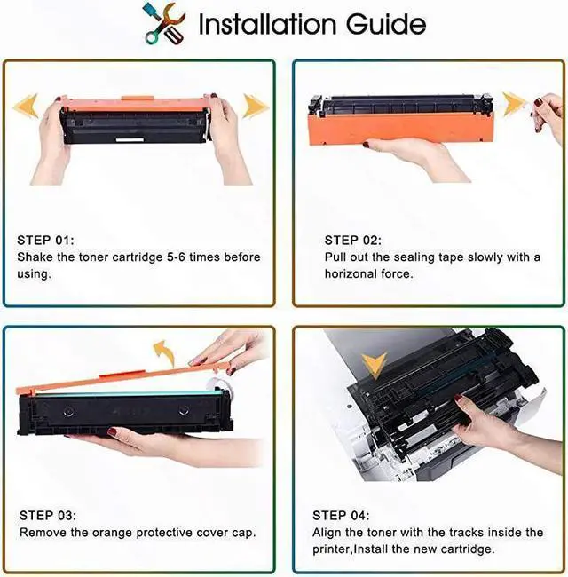 Alt view image 5 of 5 - Compatible Toner Cartridge Replacement for 410X 410A CF410A Color Laserjet Pro MFP M477fnw M477fdw M477fdn M452dn M452dw M452nw M477 M452 Toner Ink Black Cyan Yellow Magenta 4Pack