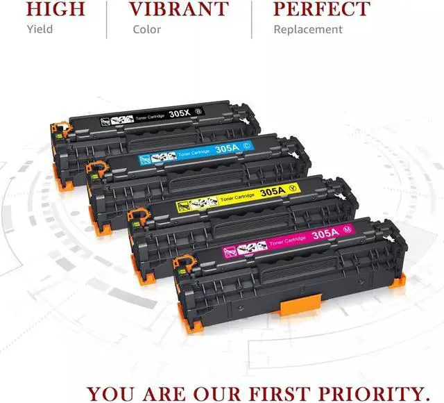 Alt view image 5 of 5 - 5 PK Toner CE410A -CE413A 305A Set For LaserJet Pro 300 400 color MFP M375nw