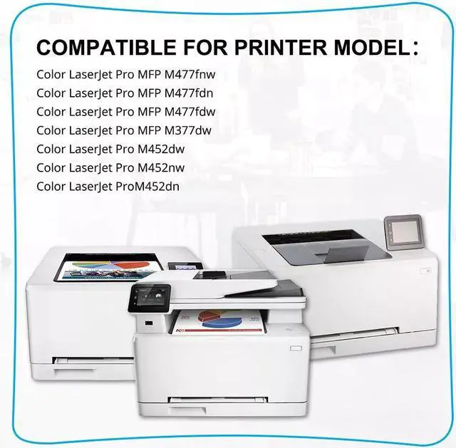 Alt view image 6 of 6 - 4 PK For  CF410A -3A Pro MFP Laserjet Pro Mfp M477fnw M477fdw M477fdn M452dn