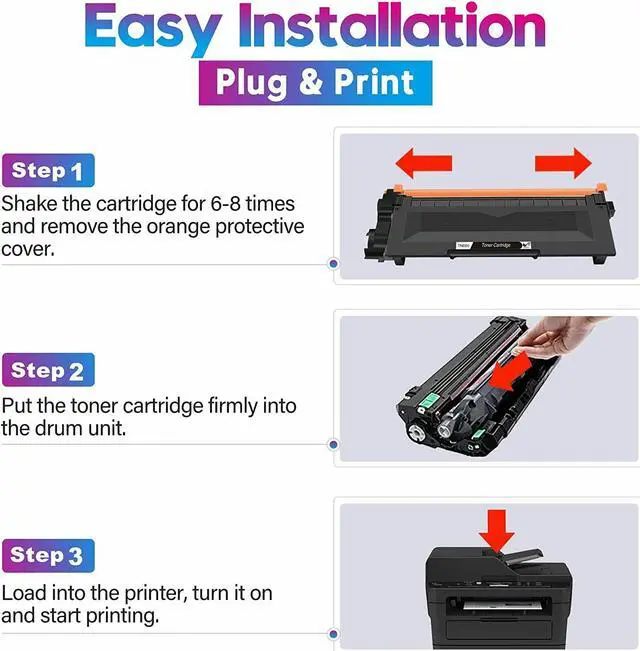 Alt view image 5 of 5 - 2PK TN660 High Yield TN660 Black Toner Cartridge For Brother MFC-L2740DW L2700DW Printer