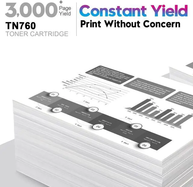 Alt view image 4 of 4 - 1PK TN760 Toner Cartridge with IC Chip Compatible for Brother MFC-L2710DW MFC-L2750DW Printer