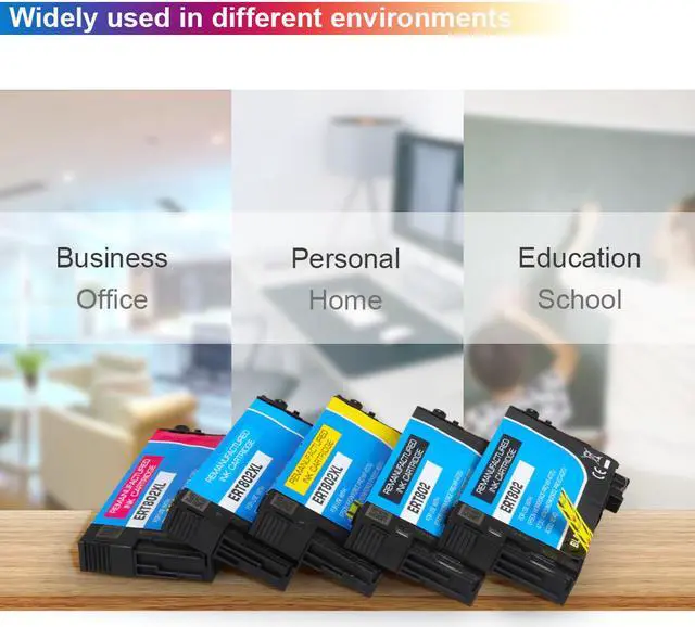 Alt view image 5 of 7 - 5PK T802 T802XL Ink Cartridge Compatible For Epson WorkForce Pro WF-4720 WF-4730 WF-4734 WF-4740 EC-4020 EC-4030 EC-4040 (2K/C/M/Y)