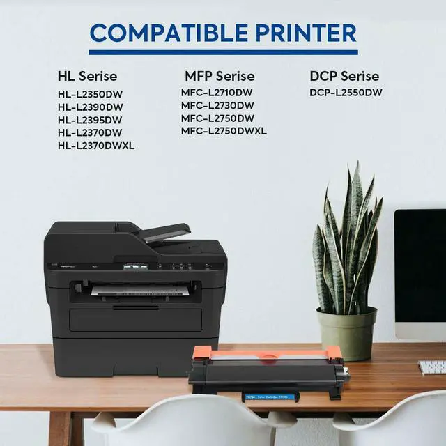 Alt view image 5 of 5 - 2PK High Yield TN760 TN730 Toner With IC Chip For Brother MFC-L2710DW HL-L2395DW