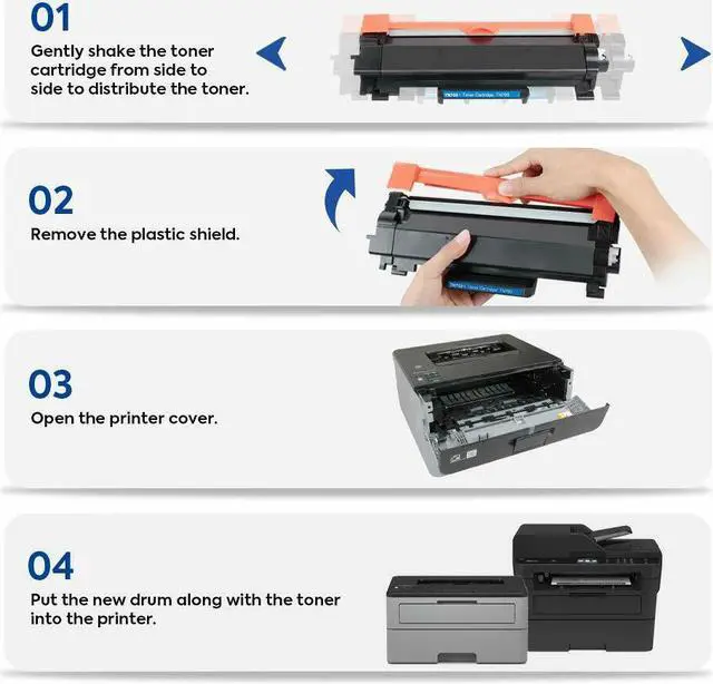 Alt view image 4 of 5 - 2PK High Yield TN760 TN730 Toner With IC Chip For Brother MFC-L2710DW HL-L2395DW