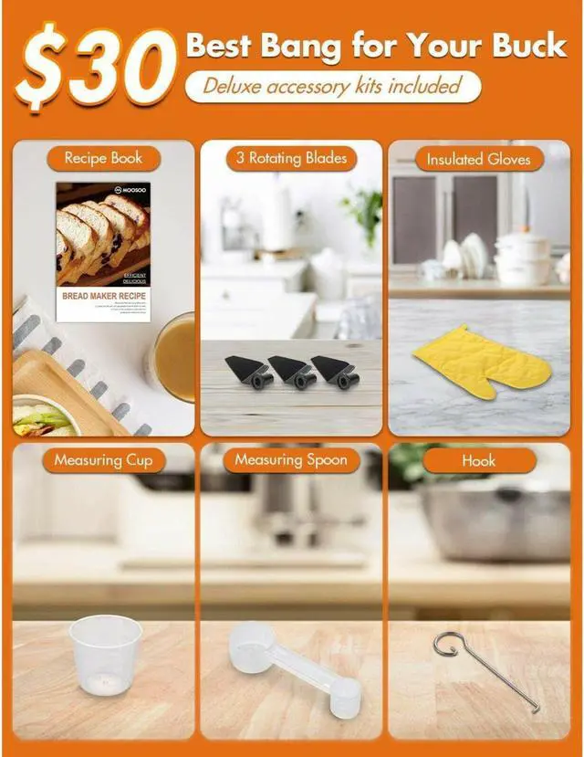 Alt view image 4 of 5 - Bread Maker with Automatic Fruit Dispenser, Stainless Steel Bread Machine 2LB