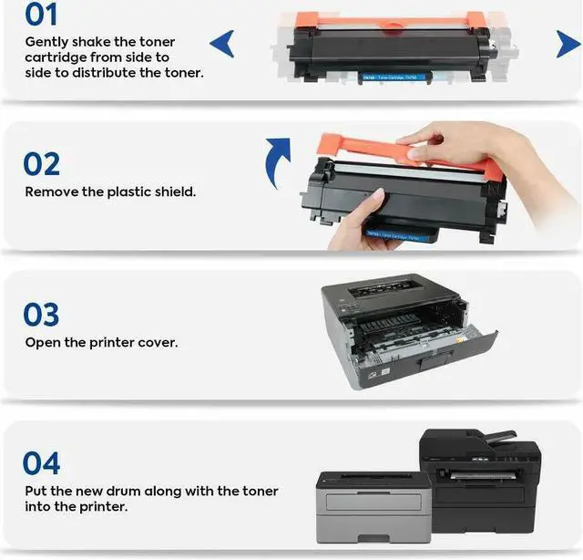 Alt view image 4 of 6 - 2PK High Yield TN760 TN730 Toner With IC Chip For Brother MFC-L2710DW HL-L2395DW