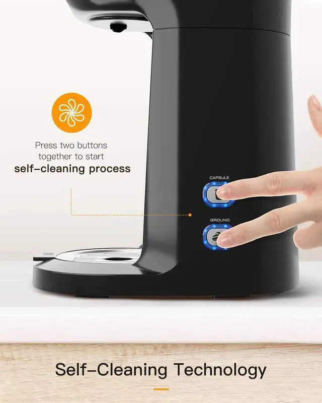 Alt view image 4 of 7 - Sboly Coffee Maker fast Brewer K-Cup Pod & Ground Coffee Single Serve Self Clean