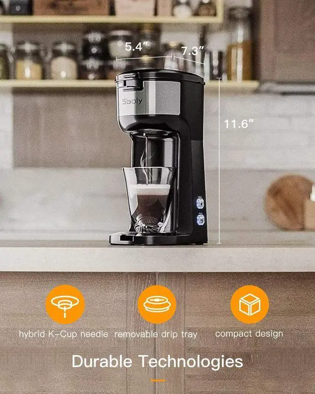 Alt view image 5 of 7 - Sboly Coffee Maker fast Brewer K-Cup Pod & Ground Coffee Single Serve Self Clean