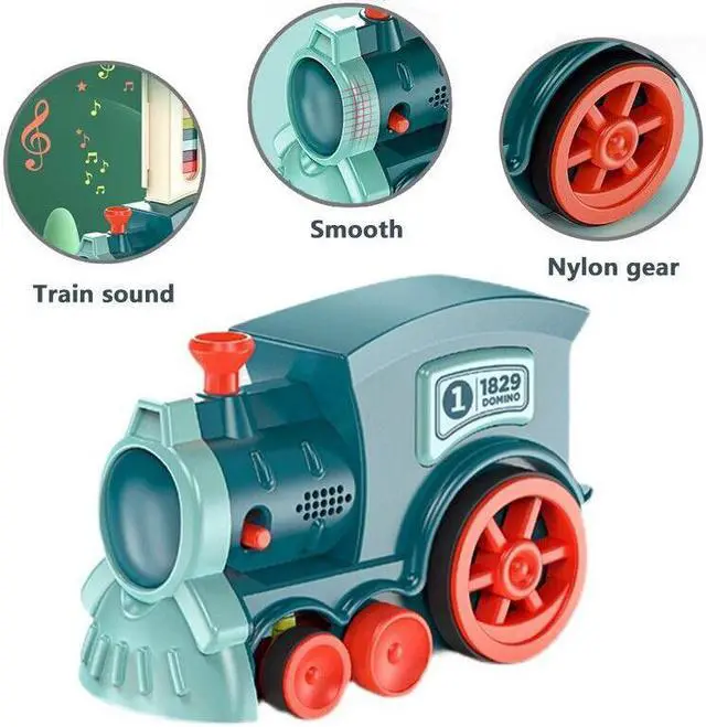 Alt view image 5 of 7 - Kids Electric Domino Train Car Sound &Light Automatic Laying Dominoes Brick toy 100pcs Domino