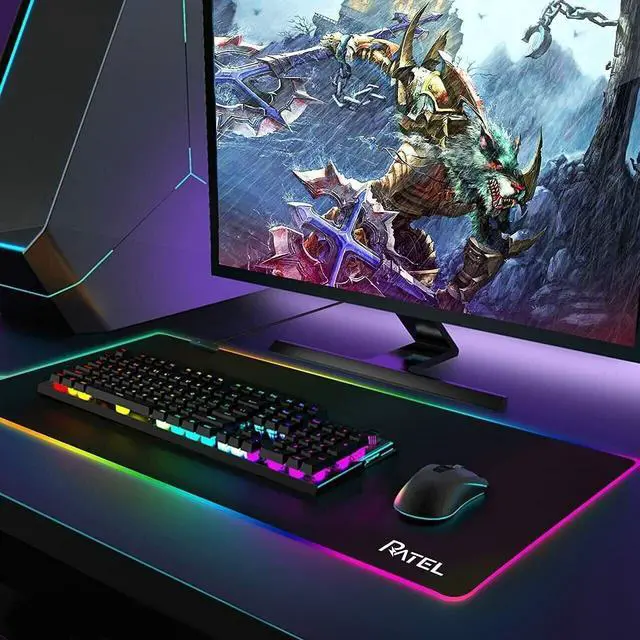 Alt view image 7 of 7 - For RGB LED Extra Large Soft Gaming Mouse Pad Oversized Glowing 31.5×11.8 inches