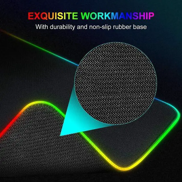 Alt view image 6 of 7 - For RGB LED Extra Large Soft Gaming Mouse Pad Oversized Glowing 31.5×11.8 inches
