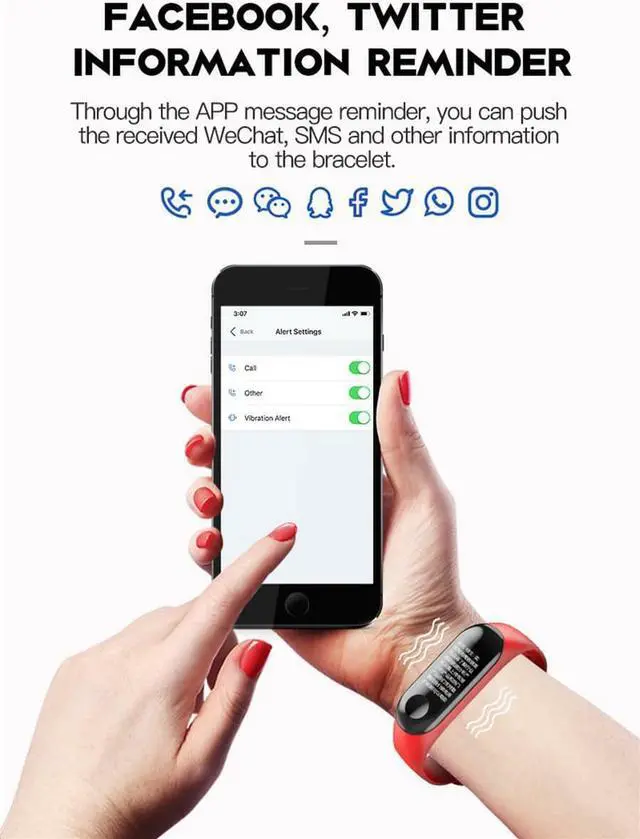 Alt view image 6 of 7 - M5 Smart Band Watch Bracelet Wristband Blood Pressure Heart Rate Tracker