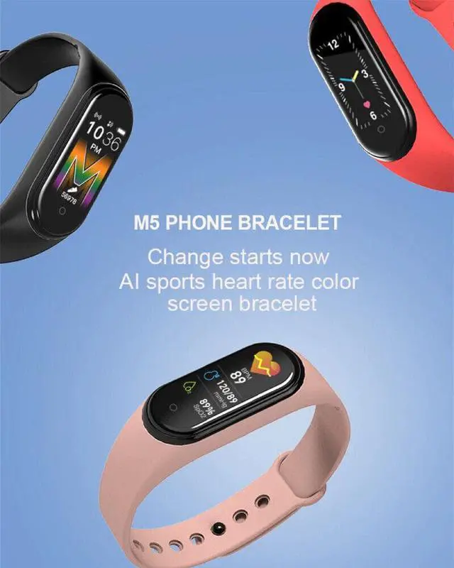 Alt view image 3 of 7 - M5 Smart Band Watch Bracelet Wristband Blood Pressure Heart Rate Tracker