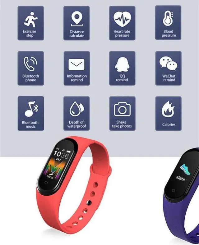 Alt view image 7 of 7 - M5 Smart Band Watch Bracelet Wristband Blood Pressure Heart Rate Tracker