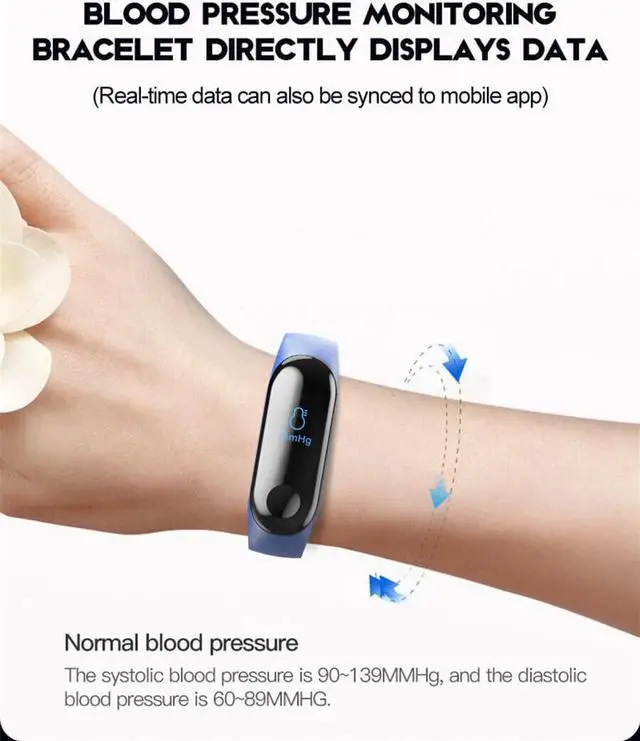 Alt view image 4 of 7 - M5 Smart Band Watch Bracelet Wristband Blood Pressure Heart Rate Tracker