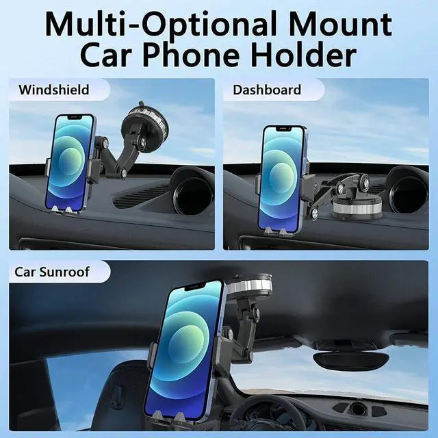 Alt view image 3 of 7 - Car Truck Mount Phone Holder Stand Dashboard/Windshield For Cell Phone Universal