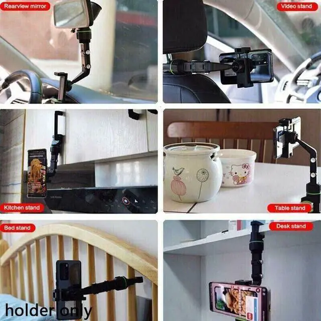 Alt view image 3 of 7 - 360° Universal Rotation Adjustable Cell Phone Holder Car Rearview Mirror Mount