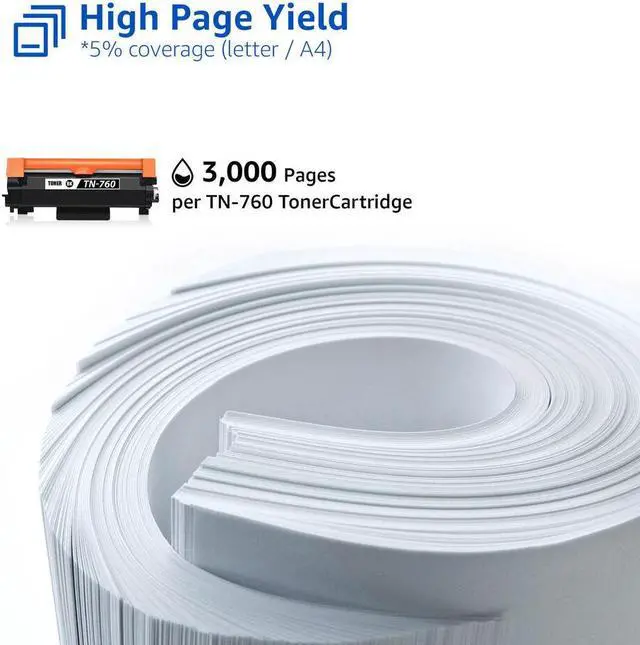 Alt view image 4 of 6 - 2PK TN760 HIGH YIELD Toner Cartridge for Brother TN-730 HL-L2370DW L2390DW printer