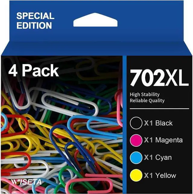 Main image of 702 702XL Cartridge Compatible with Epson 702 XL T702XL 702 T702 to use with Workforce Pro WF-3720 WF-3730 WF-3733 Printer (4 Pack-1 Large Black, 1 Cyan, 1 Magenta, 1 Yellow)