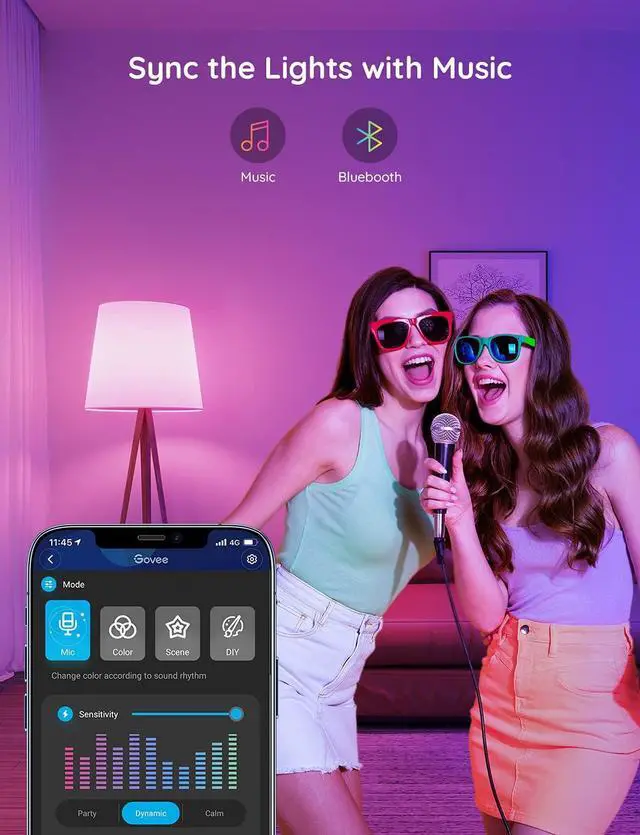 Alt view image 2 of 8 - Govee Smart Light Bulbs, WiFi Bluetooth Color Changing Light Bulbs, Music Sync, 54 Dynamic Scenes, 16 Million DIY Color RGB Light Bulbs, Work with Alexa, Google Assistant & Govee Home App, 4 Pack