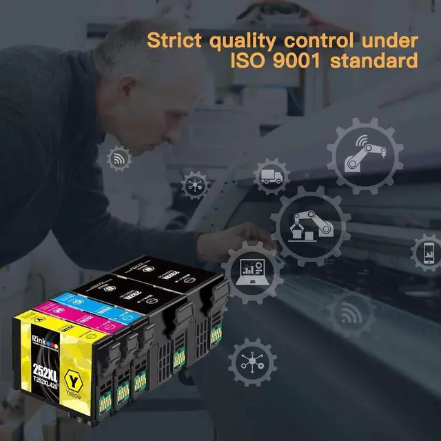 Alt view image 6 of 6 - E-Z Ink (TM Remanufactured Ink Cartridge Replacement for Epson 252XL 252 XL Ink cartridges Combo Pack for Workforce WF-7110 WF-7710 WF-7720 WF-3640 WF-3620 (4 Large Black, 2 Cyan 2 Magenta 2 Yellow)
