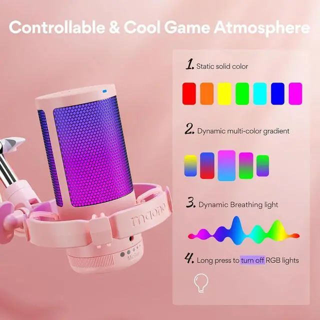 Alt view image 7 of 7 - MAONO Gaming USB Microphone with Noise Cancellation, Streaming mic for PC Computer MAC PS4 PS5, All-in-One Kit with Mute, Monitor for Recording, Podcast, Twitch, YouTube, Discord, GamerWave DGM20S