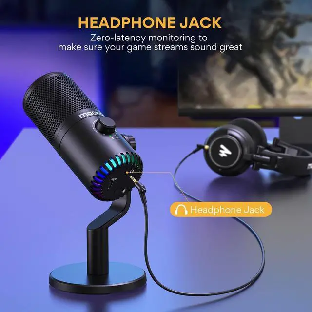 Alt view image 3 of 7 - MAONO USB Gaming Microphone for PC Programmable Condenser Mic with RGB Light Mute Gain Monitoring Volume Control for Streaming Podcast Twitch YouTube Discord Computer Mac PS5 DM30 (Black)