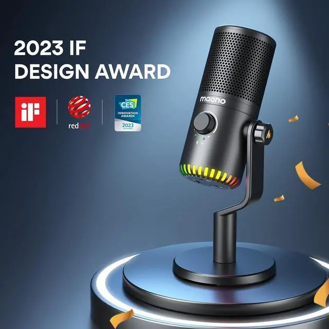 Alt view image 2 of 7 - MAONO USB Gaming Microphone for PC Programmable Condenser Mic with RGB Light Mute Gain Monitoring Volume Control for Streaming Podcast Twitch YouTube Discord Computer Mac PS5 DM30 (Black)