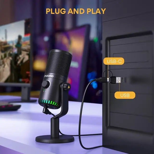 Alt view image 7 of 7 - MAONO USB Gaming Microphone for PC Programmable Condenser Mic with RGB Light Mute Gain Monitoring Volume Control for Streaming Podcast Twitch YouTube Discord Computer Mac PS5 DM30 (Black)