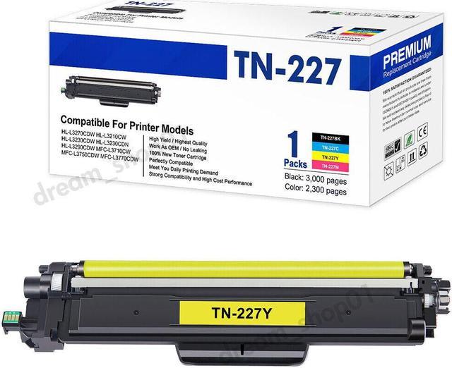 TN227 Toner Cartridge High Yield For Brother MFC-L3710CW MFC-L3750CDW MFC-L3770CDW  HL-L3270CDW HL-L3210CW HL-L3230CDW HL-L3230CDN HL-L3290CDW Single Pack  Yellow 