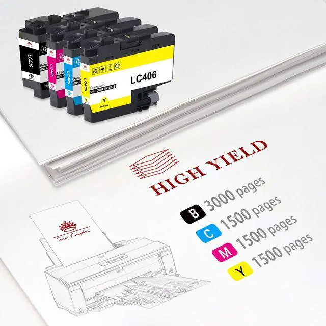 Alt view image 5 of 5 - 4PK LC406 Ink Cartridges for Brother MFC-J4335DW MFC-J5955DW MFC-J6555DW J6955DW