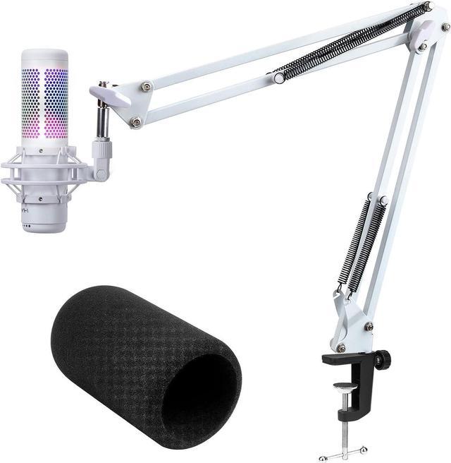 SUNMON White Hyperx QuadCast S Boom Arm - Microphone Boom Arm Compatible  with Hyper x QuadCast S, Mic Arm Stand with Microphone Cover, Improve Sound  Quality,Mic Boom Arm for Hyperx QuadCast 