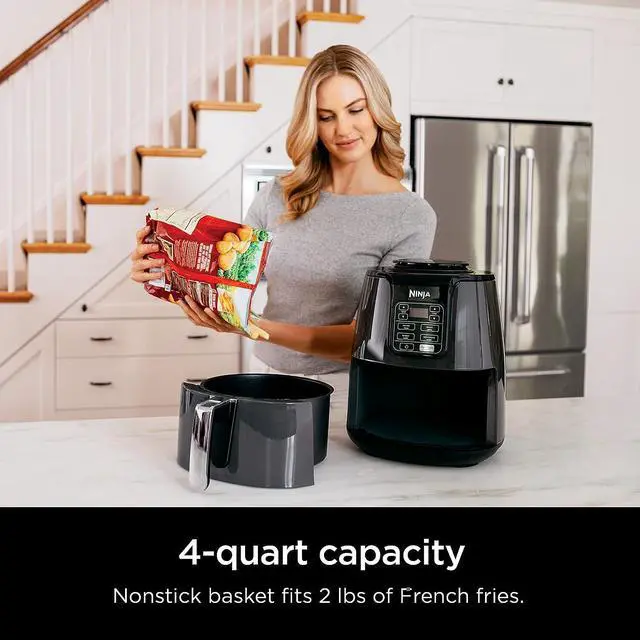 Alt view image 2 of 7 - Ninja AF101 Air Fryer that Crisps, Roasts, Reheats, & Dehydrates, for Quick, Easy Meals, 4 Quart Capacity, & High Gloss Finish, Grey