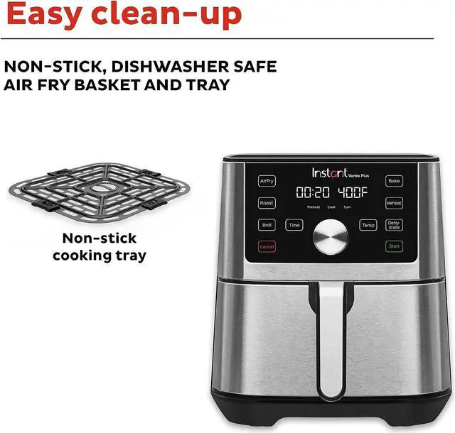 Alt view image 6 of 7 - Instant Pot Vortex Plus 6-in-1,4QT Air Fryer Oven,From the Makers of Instant Pot with Customizable Smart Cooking Programs,Nonstick and Dishwasher-Safe Basket,App With Over 100 Recipes,Stainless Steel