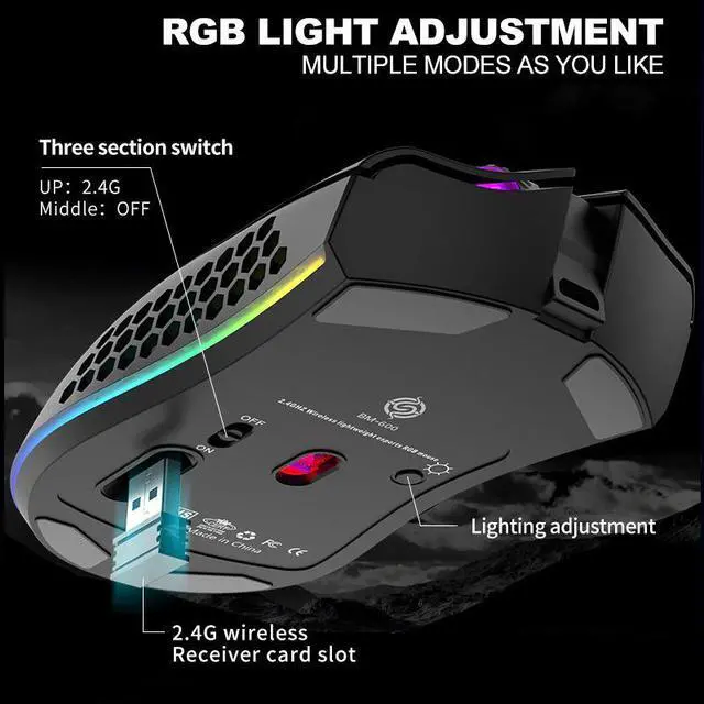Alt view image 2 of 7 - Wireless Mouse Gaming Rechargeable Optical Mouse Cordless 7 Color LED Backlit PC