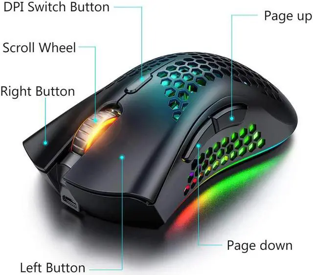 Alt view image 6 of 7 - Wireless Mouse Gaming Rechargeable Optical Mouse Cordless 7 Color LED Backlit PC