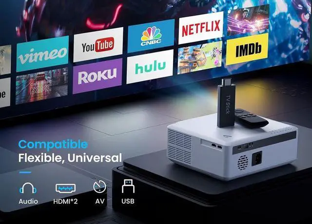 Alt view image 7 of 7 - VANKYO Projector 22000 Lumens 4K 1080P FHD 5G WiFi LED Movie Video Home Theater HDMI AV