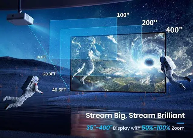Alt view image 5 of 7 - VANKYO Projector 22000 Lumens 4K 1080P FHD 5G WiFi LED Movie Video Home Theater HDMI AV